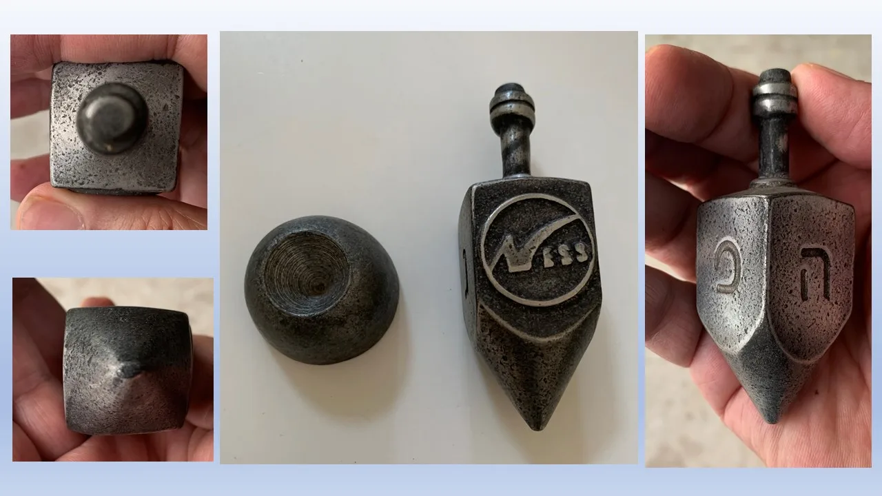 ISRAEL JEWISH JUDAICA - STEEL HANUKKAH DREIDEL !