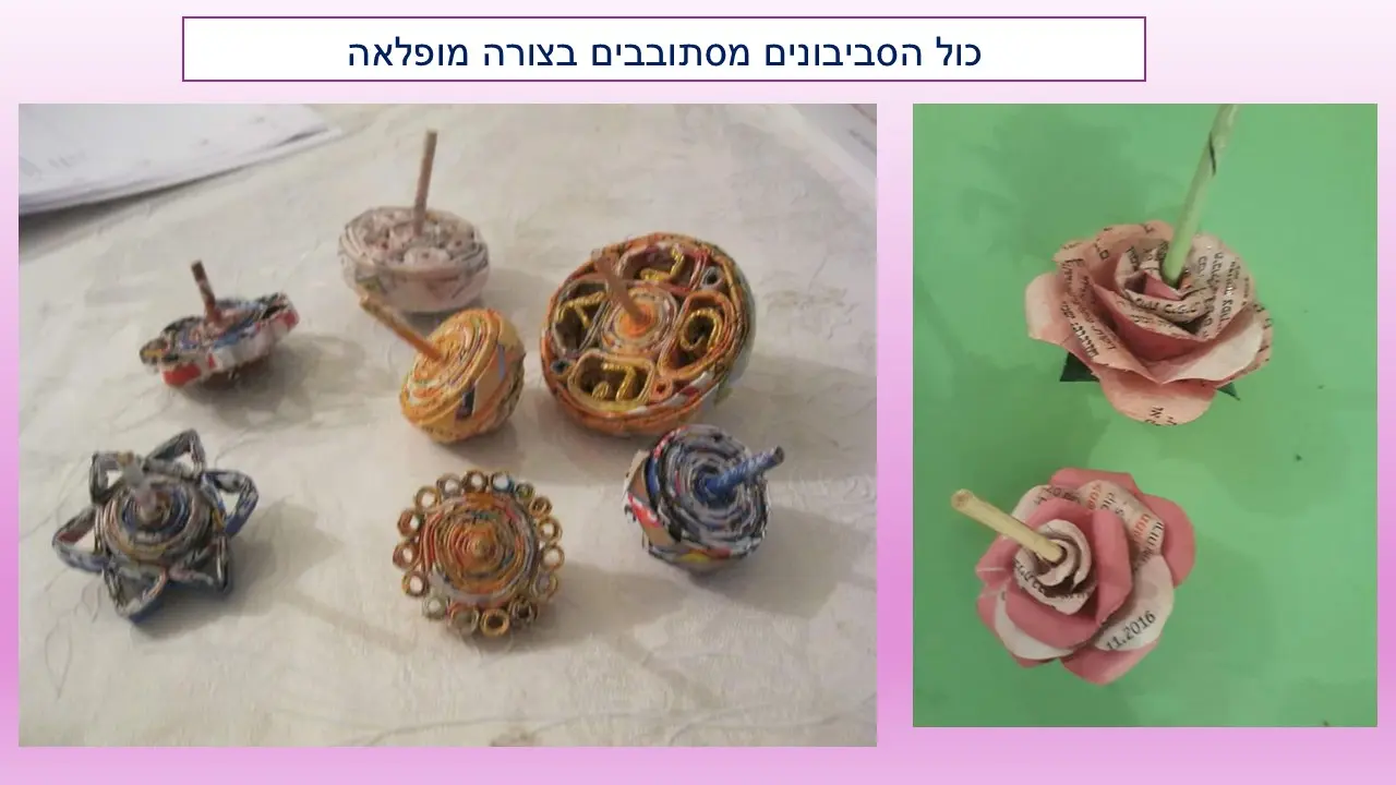 סביבון קטן בתוך קופסה סביבון גדול  מנייר ממוחזר של עליזה אברהם