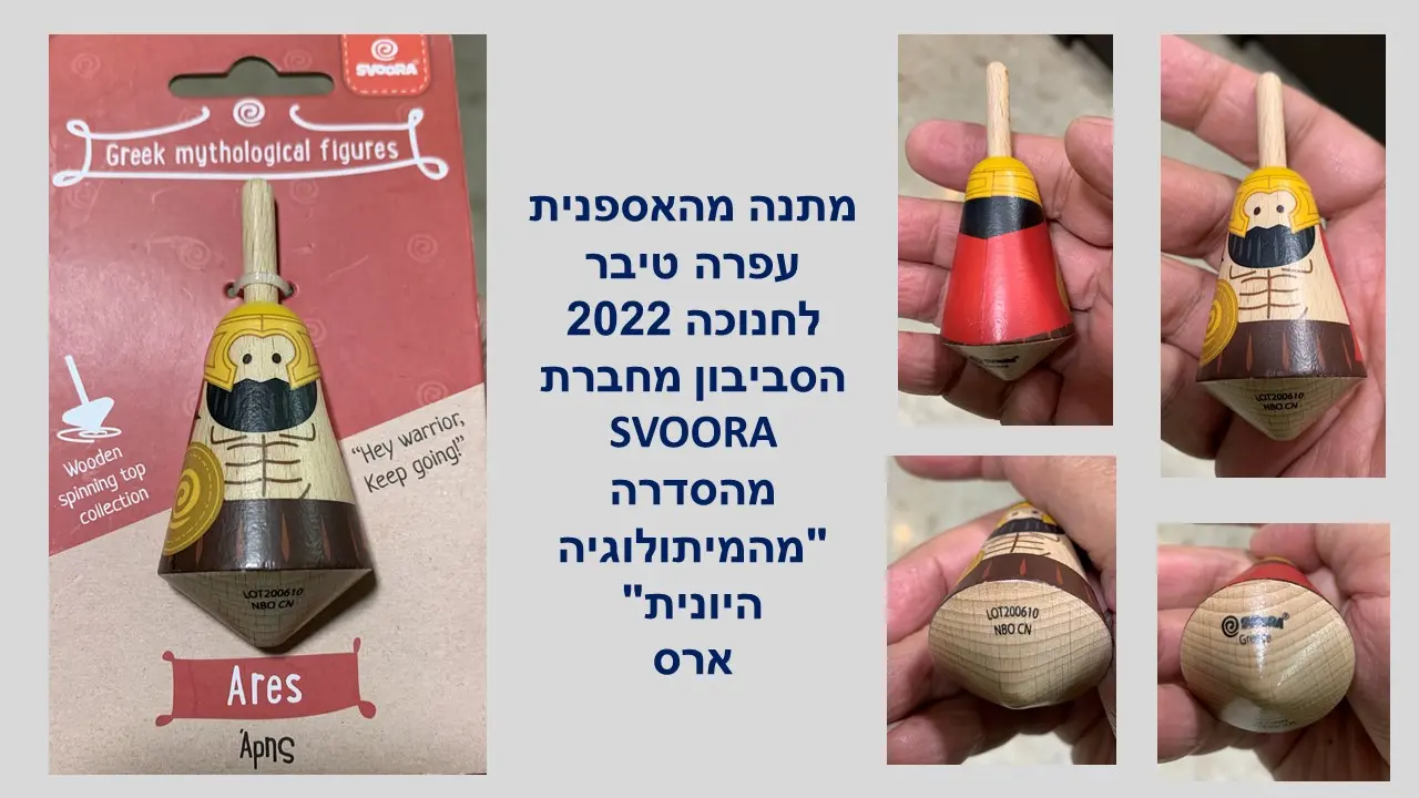 Wooden spinning top with handle and flower, from Sabora Company