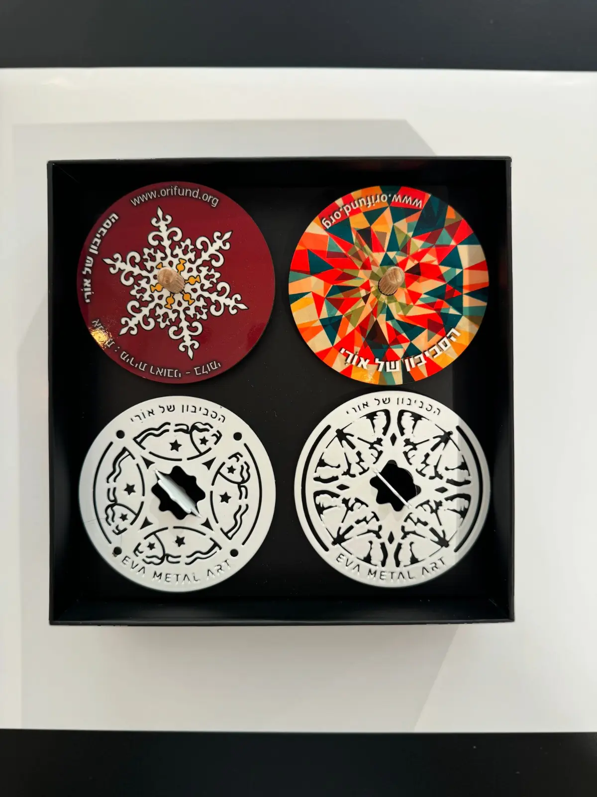 Uri's 2024 spinning tops Metal spinning tops by EVA METAL Studio owned by Rotem Sharan